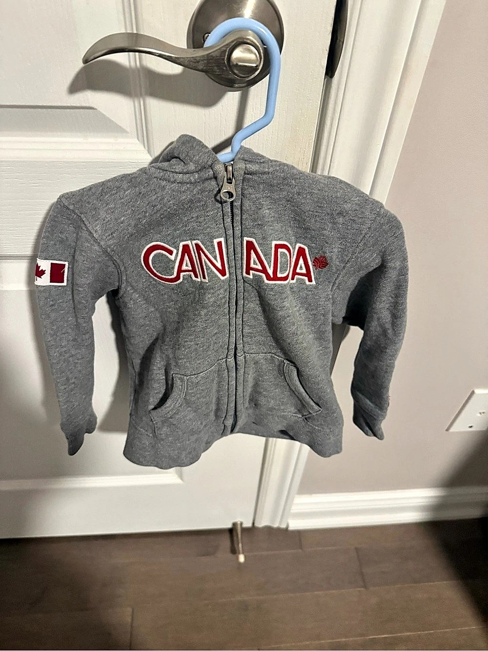 Hudson's Bay Olympic Outfitters Baby Zip Hoodie Gray & Red 18-24 Months